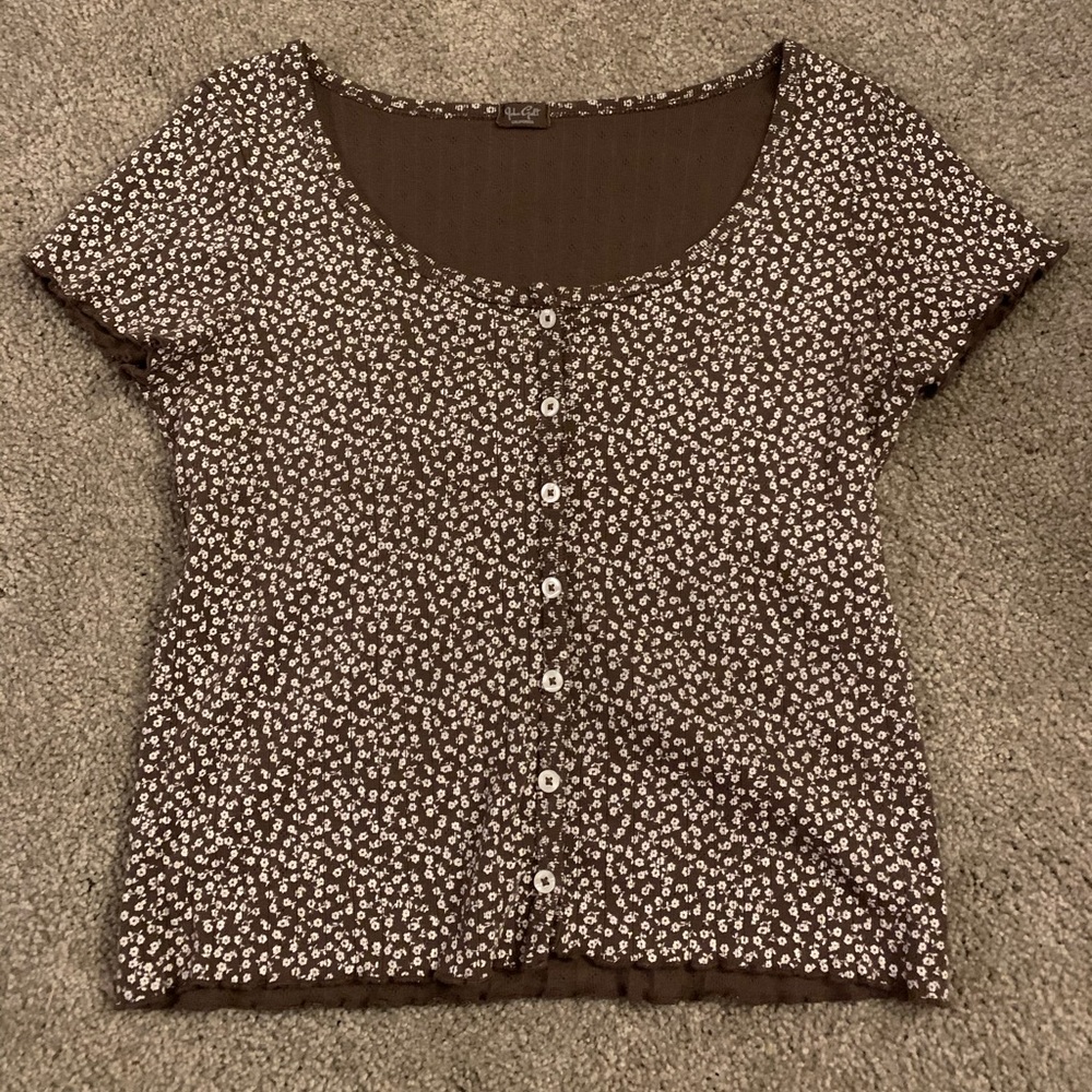 Pacsun (one size fits all) brown floral button up